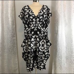 City Chic Black & White Dress Zip Front Dress